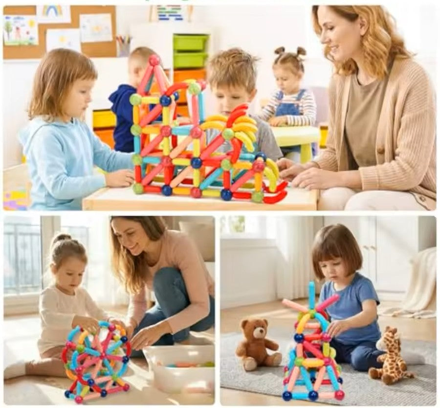 🎁 El regalo que hará que juegue durante horas... sin depender de una pantalla. Incluye 64 piezas magnéticas para construir cientos de figuras.